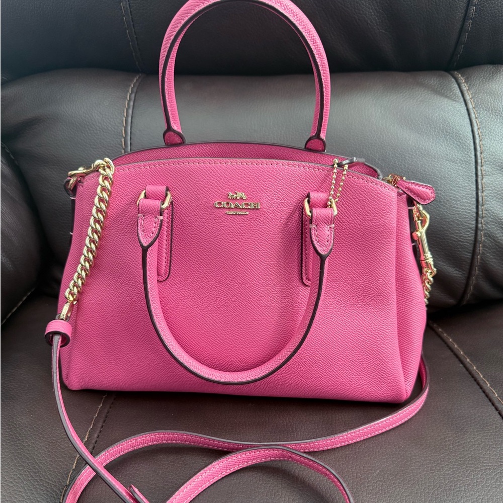 Coach Pink Sage Carryall Leather Satchel